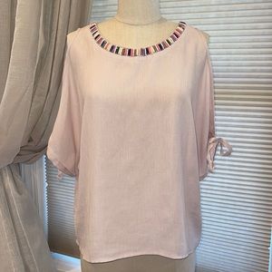 Amy Lou Beaded Cold Shoulder Blouse